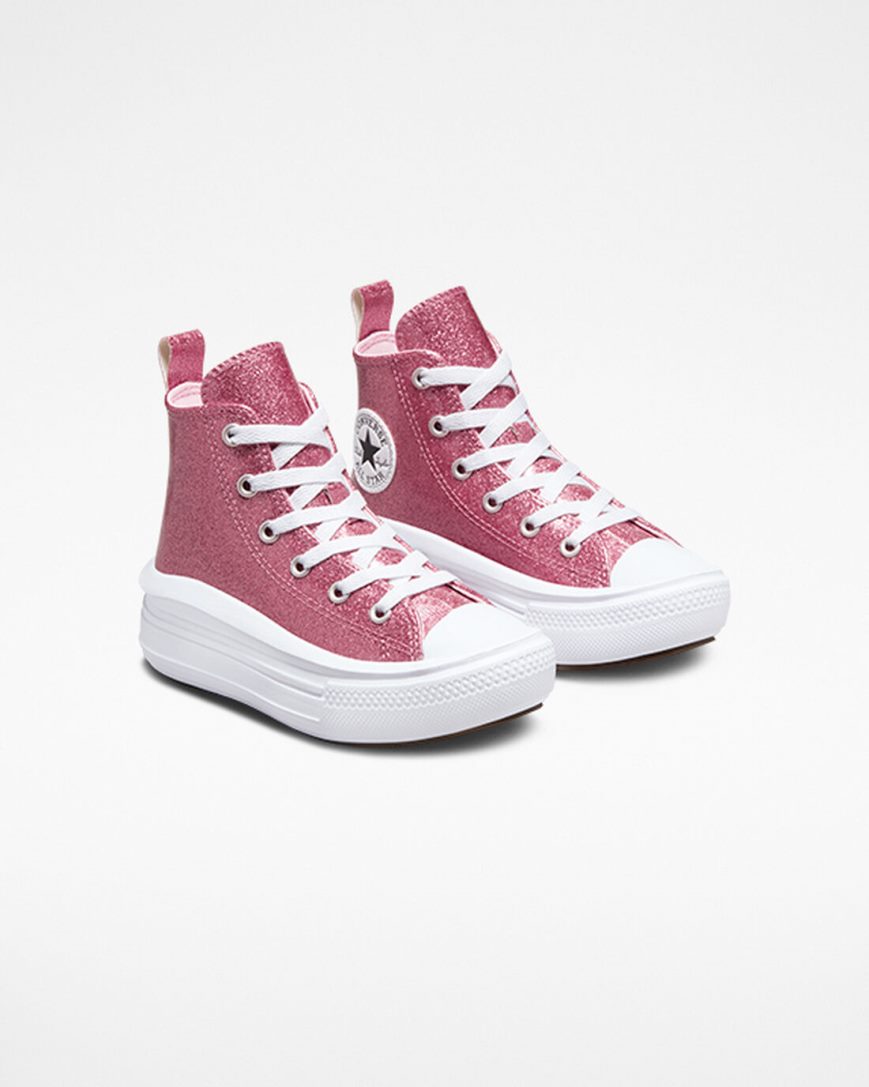 Topanky Na Platforme Converse Chuck Taylor All Star Move Glitter Vysoke Dievcenske Ruzove Nachový Biele | SK BSNM119